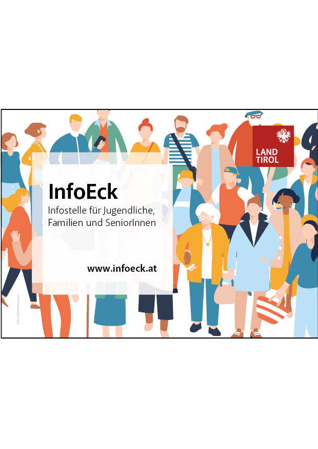 Flyer des InfoEck mit Informationen zum Angebot_Vorderseite
