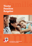 Titelbild des Familienratgebers des Landes Tirol mit einer Familie auf dem Bild sowie dem Landeslogo.