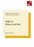 Titelbild der Broschüre Hilfe in Krise und Not im Corporate Design des Landes Tirol.