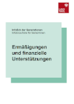 Cover der Broschüre Ermäßigungen und finanzielle Unterstützung 