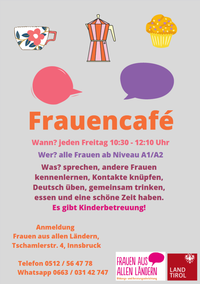 Plakat Frauencafe, Kontakte